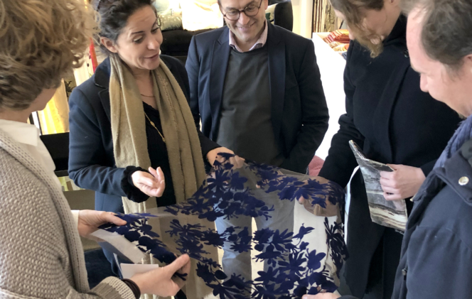 Camilla and Michael Fischbacher showed their current textile design to invited journalists at a press conference