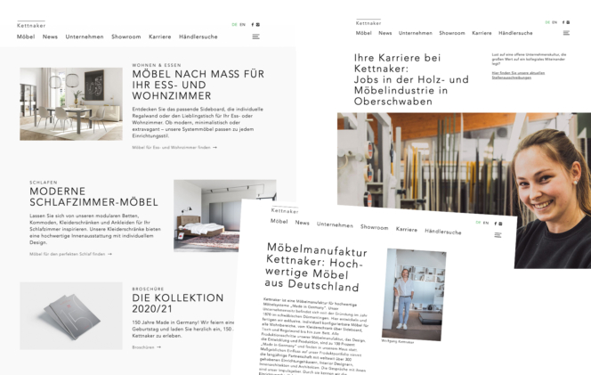 A new structure and optimised content provided the furniture manufacturer Kettnaker with increased visibility in search engines